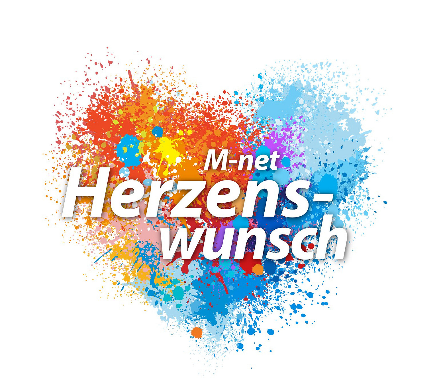 Logo den M-net Herzenswunsch = ein Buntes Herz mit der Inschrift Herzenswunsch